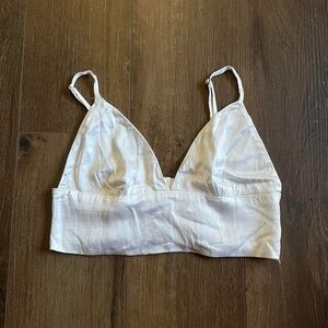 White Satin Zara Triangle crop top